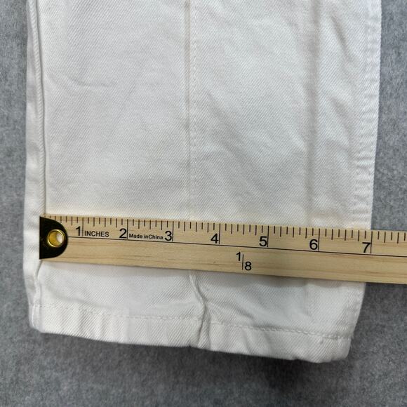 Zara Jeans WMNS 2 White Denim Straight Leg High Rise Patchwork Work Pants Casual - Picture 7 of 7